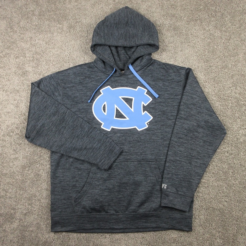 UNC‎ Tar Heels Sweater Mens Large Gray Hoodie Sweatshirt Russell Athletic Logo